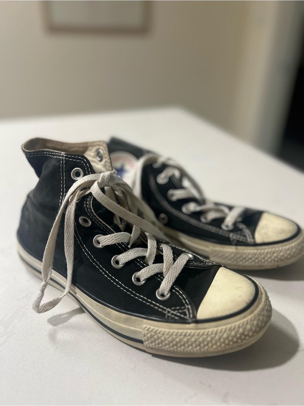 Converse  Black High-Top Women’s  Canvas Sneakers with White Laces